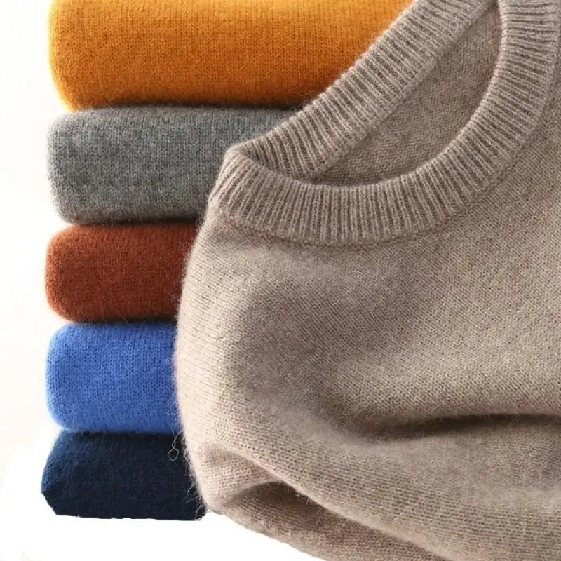 Men Cashmere Sweater Autumn Winter Soft Warm Jersey Jumper Robe Hombre Pull Homme Hiver Pullover V-Neck O-Neck Knitted Sweaters - reetell