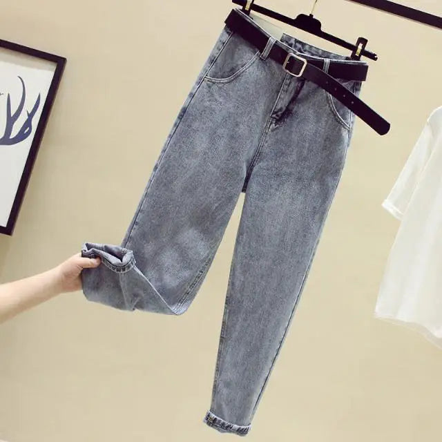 Vintage Harem Jeans Women Blue High Waist Denim Pants Mujer Mom Boyfriend Straight Jeans 2020 Autumn Spring trousers Streetwear - reetell