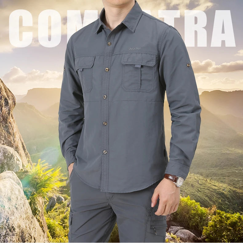 High Quality Men's Shirts Quick Drying Oversized Overshirt Breathable Thin Casual Shirt Men Clothing Fishing Camping Shirt AF102