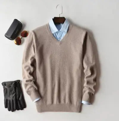 Men Cashmere Sweater Autumn Winter Soft Warm Jersey Jumper Robe Hombre Pull Homme Hiver Pullover V-Neck O-Neck Knitted Sweaters - reetell