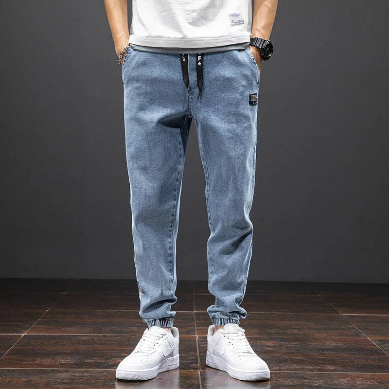 Spring Summer Black Blue Cargo Jeans Men Streetwear Denim Jogger Pants Men Baggy Harem Jean Trousers Plus Size 6XL 7XL 8XL