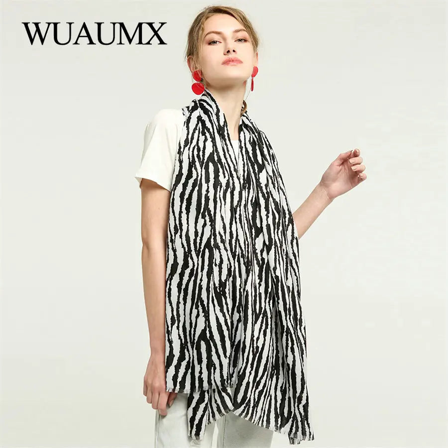 NEW Women's Scarf Zebra Pattern Print Scarves Spring Autumn Stripe Shawl And Wraps For Lady Muffler Hijab 180*90cm - reetell