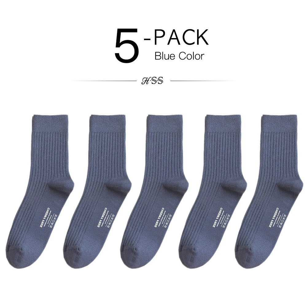 HSS 98% Pure Cotton Socks Men's Business Dress Long Socks Spring Winter Warm Male High Quality Happy Colorful Socks For Man Gift