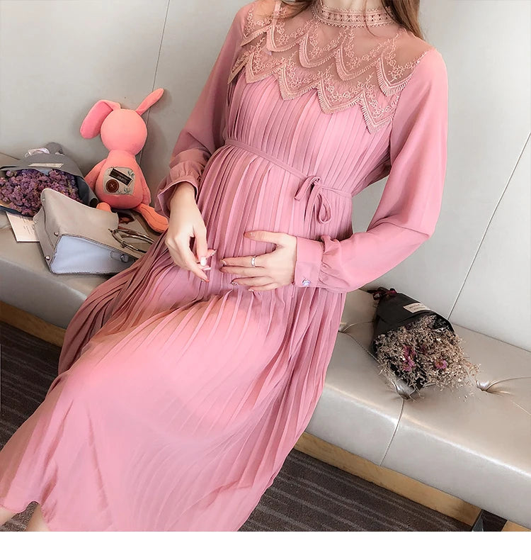 New Fashion Maternity Dresses Spring Autumn Long Pregnancy  For Pregnant Women Dress Casual  Clothes Plus Size