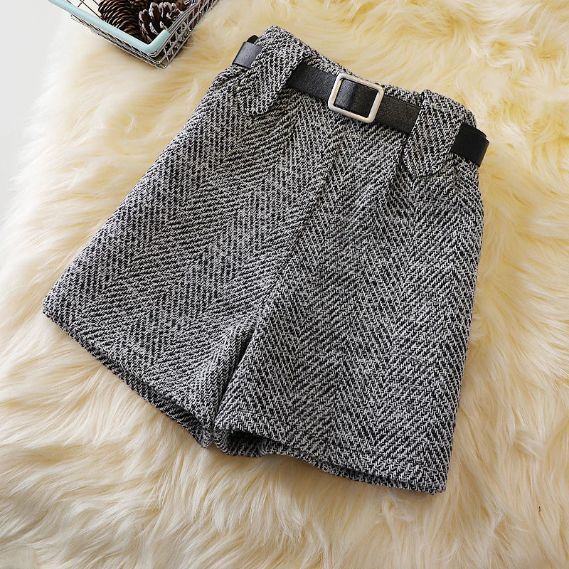 Woolen shorts, autumn and winter high waist, new fashion wide-leg pants, boots, trousers - reetell