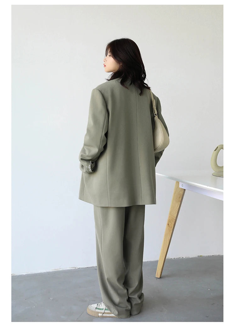 CHICVEN  Women Office Lady Blazer Cuff Embroidery Wide Shoulder Twill Suit Women's Autumn Ladies Outerwear  Stylish Tops - reetell