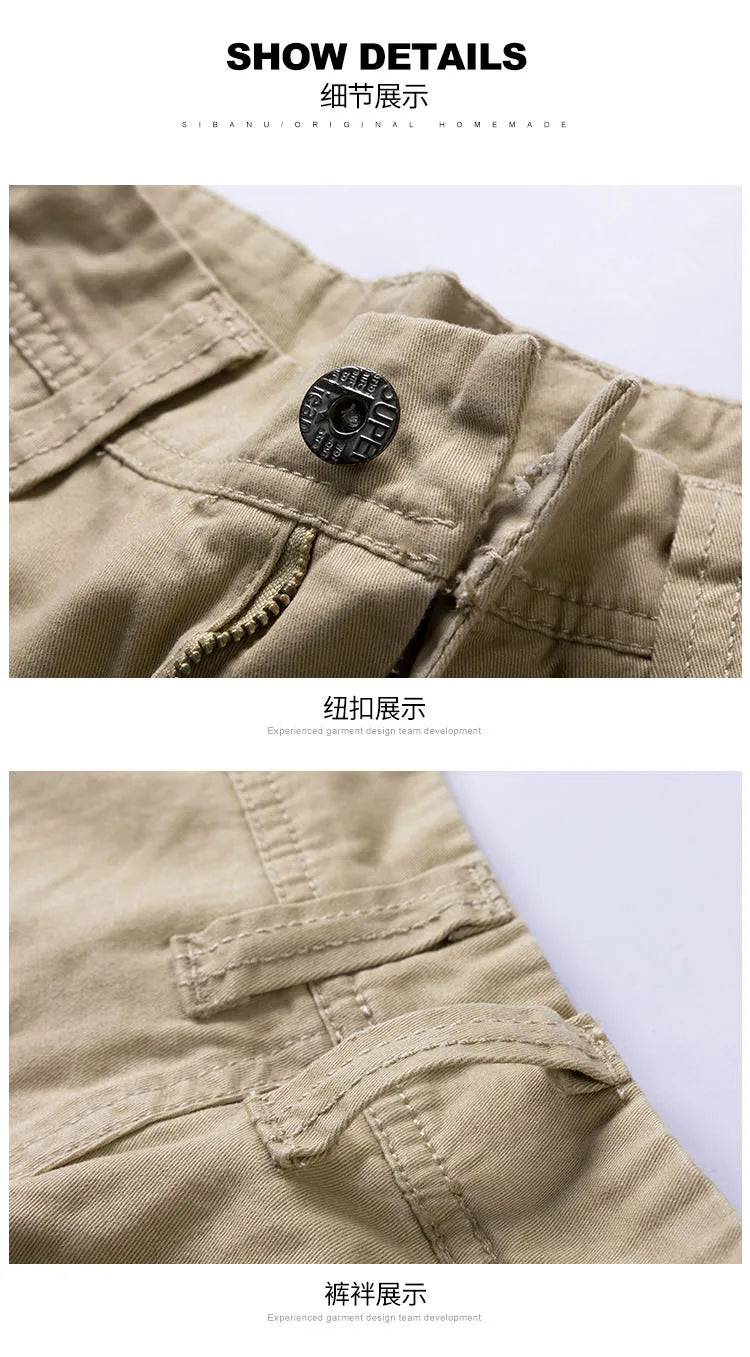 2024 Summer Men's Baggy Multi Pocket Military Cargo Shorts Male Cotton Khaki Mens Tactical Shorts Short Pants 30-38 No Belt - reetell