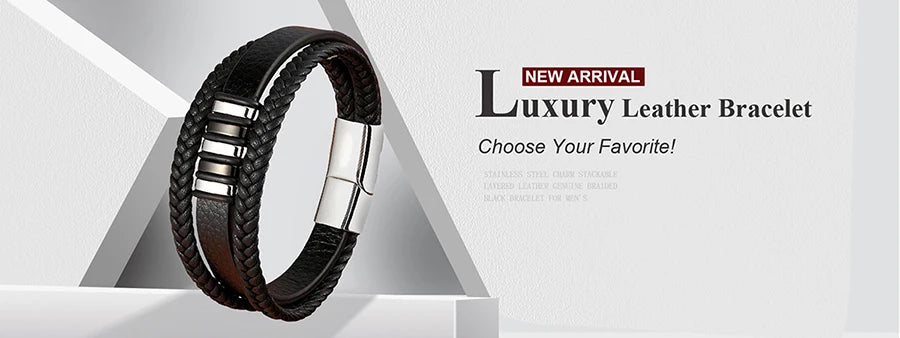 TYO Luxury Genuine Leather Infinity Symbol Mens Bracelet Stainless Steel Buckle Couple Bangles Jewelry Dropshipping Wholesale