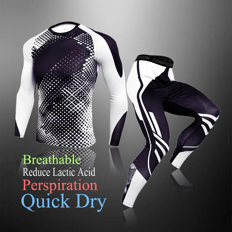 3 Pcs Set Men's Workout Sports Suit Gym Fitness Compression Clothes Running Jogging Sport Wear Exercise Rashguard Men