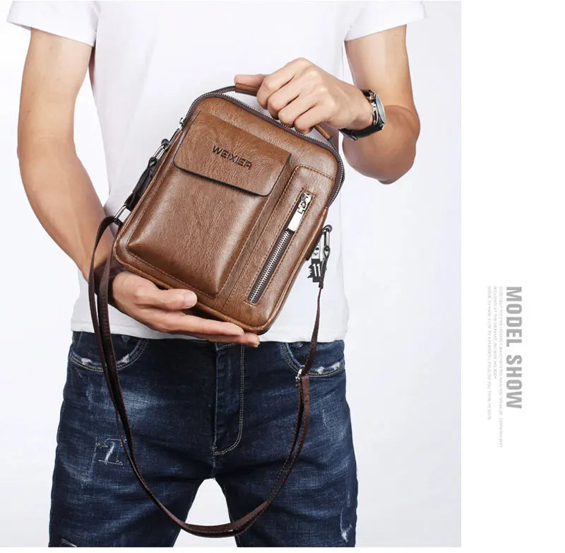 Casual Men Shoulder Bag Vintage Crossbody Bags Male Bag PU Leather Handbag Capacity Men Messenger Bags Tote Bag