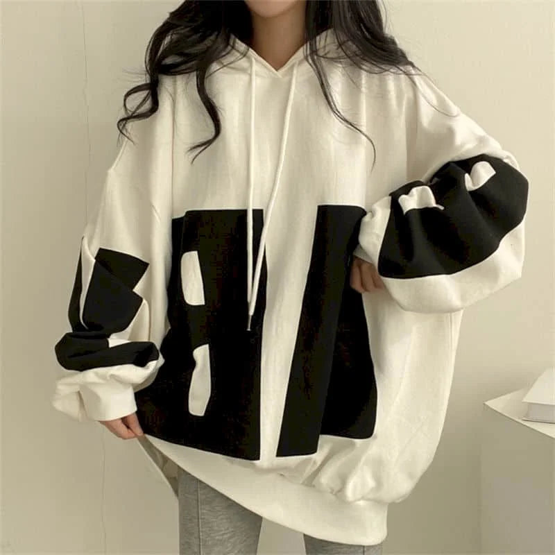 Fashion Letter Printing Hoodies Women 2024 Spring Autumn Thin Street Sports Loose Large Size Casual Hooded Pullover Womens Tops - reetell