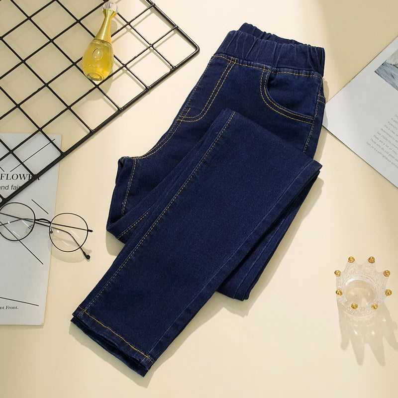 New Elastic waist Woman Vintage Boyfriend Jeans Slim Was Thin Clothes S-6XL Full Length Mom Denim Trousers Vaqueros Mujer - reetell