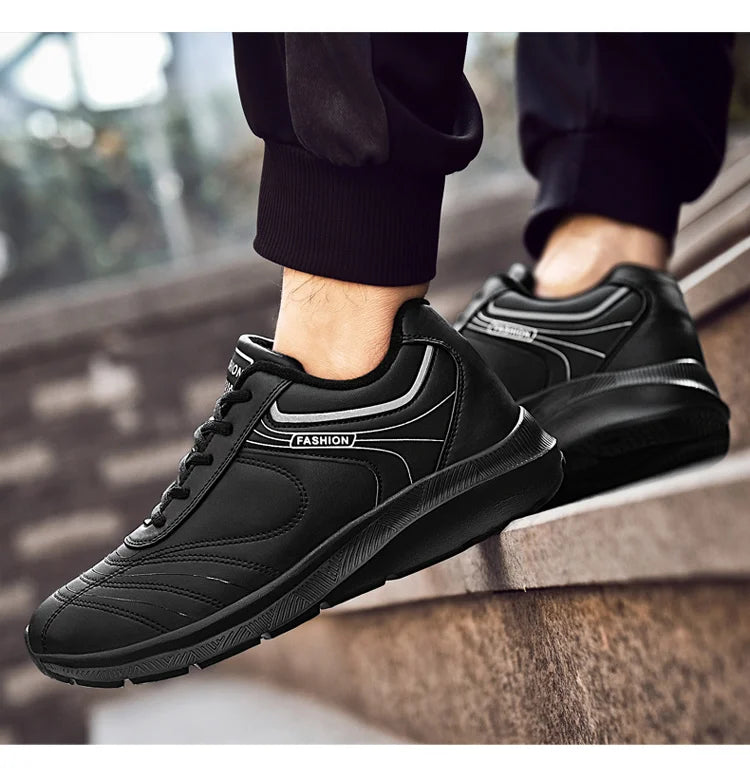 New 2024 Men Casual Shoes Leather Flat Shoes for Men Plush Warm Lightweight Movement Shoes Autumn winter Fashion men Sneakers - reetell