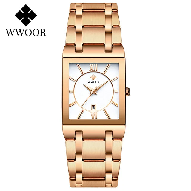 2022 WWOOR New Women Watches Top Brand Luxury Women's Bracelet Blue Square Watch Ladies Dress Quartz Wristwatch Relogio Feminino