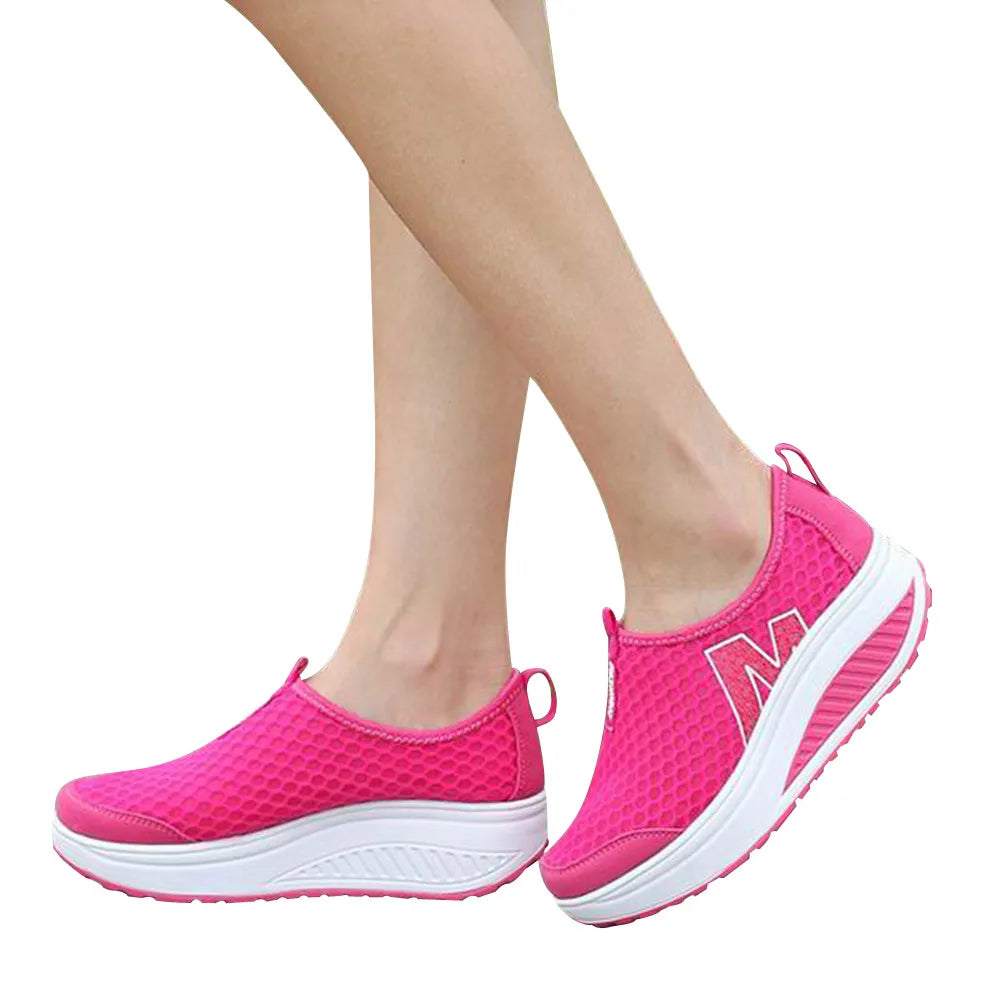 Shoes Women Mesh Flat Shoes Sneakers Platform Shoes Women Loafers Breathable Air Mesh Swing Wedges Shoe Breathable Flats