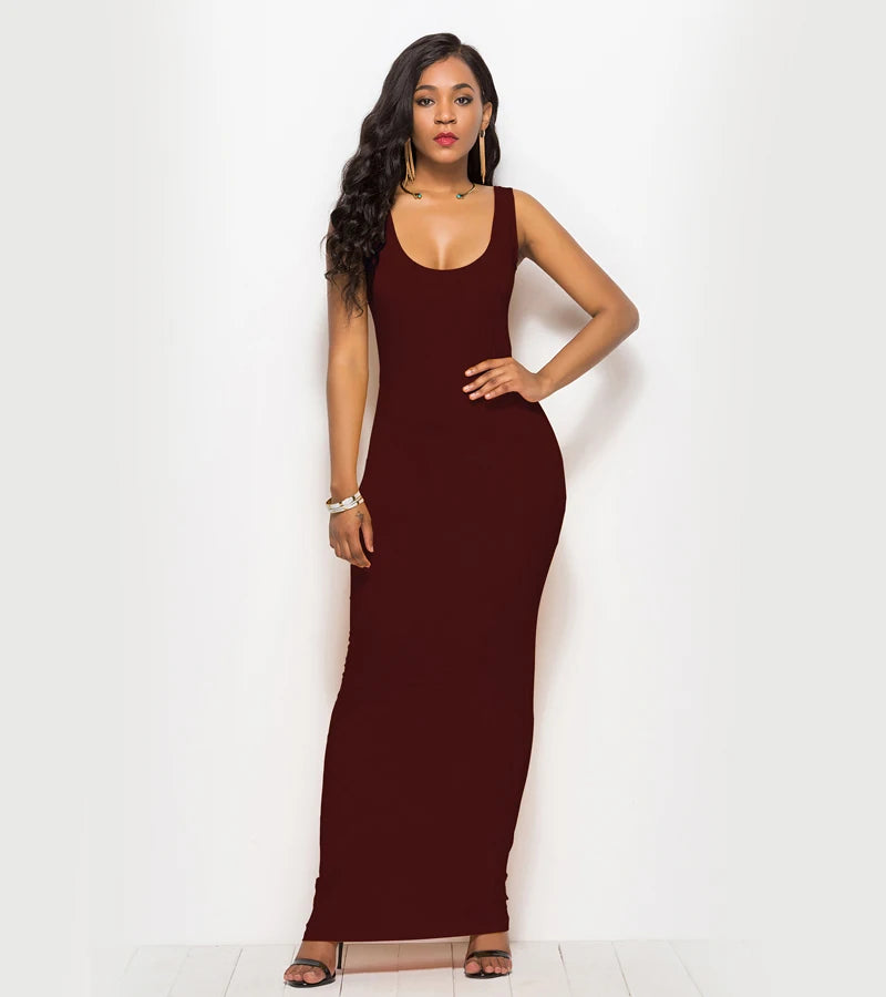 Sexy Summer Tank Women Dress 2023 Fashion Sleeveless Bodycon Evening Party Club Long Dresses Women Clothes Plus Size Femme Robe - reetell