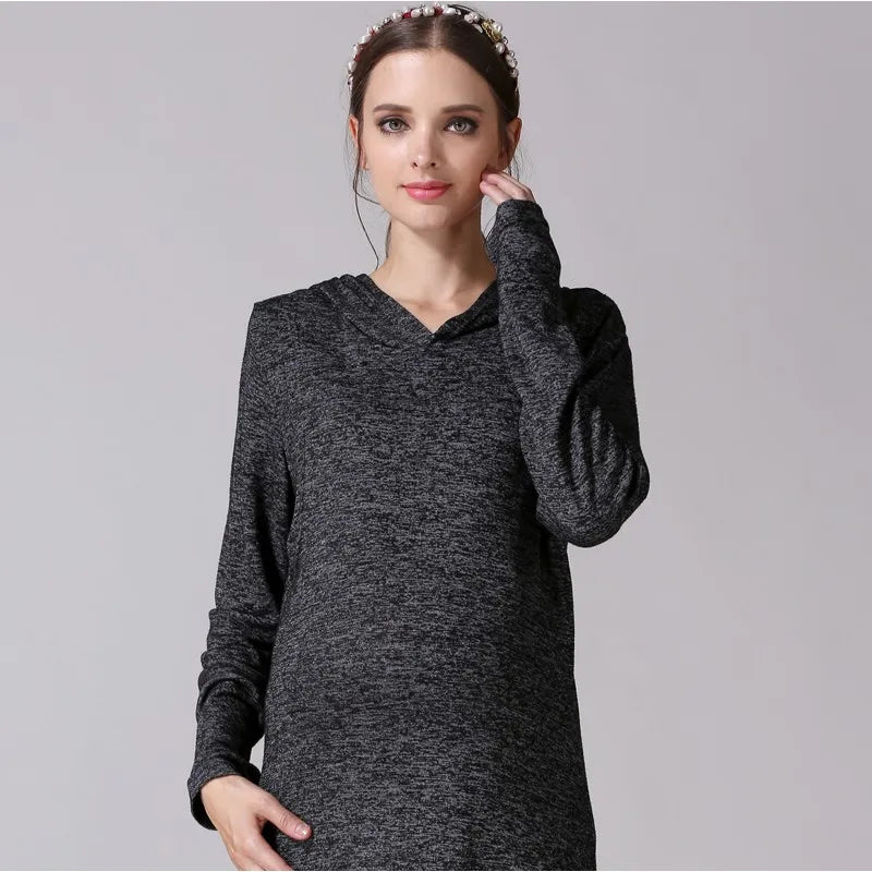 Emotion Moms Long Sleeve Pregnancy Maternity Clothes Nursing Clothing Breastfeeding Dresses for Pregnant Women Maternity Dress