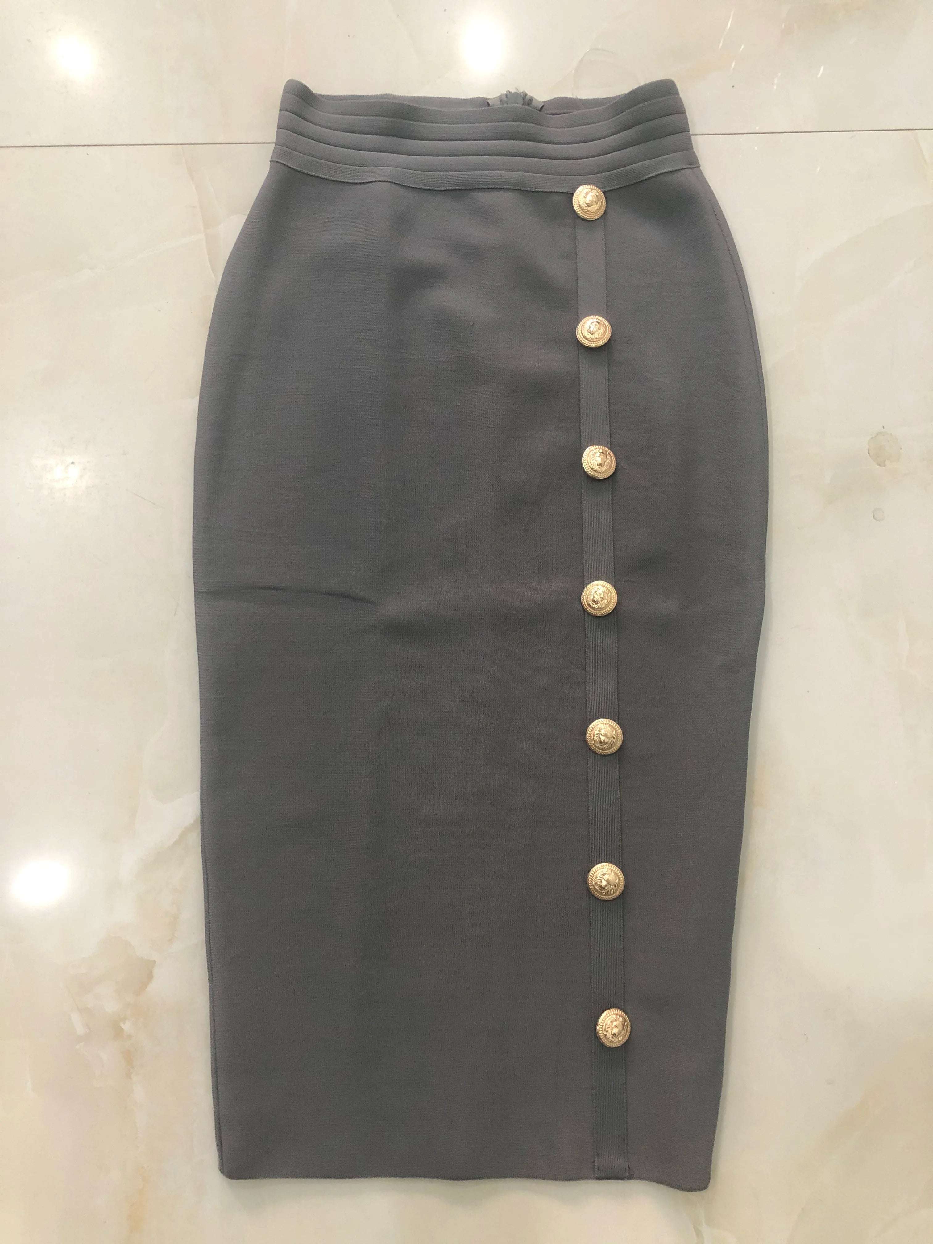 New Arrival Women Button Black Blue Red Bodycon Bandage Skirt 2024 Designer High Waist High Street Party Club Pencil Skirt 75cm - reetell