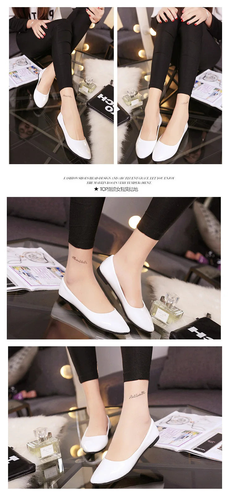 PU patent leather shoes woman single shoes shallow round tow spring autumn ballet flats shoes contracted big sizeisd34 - reetell