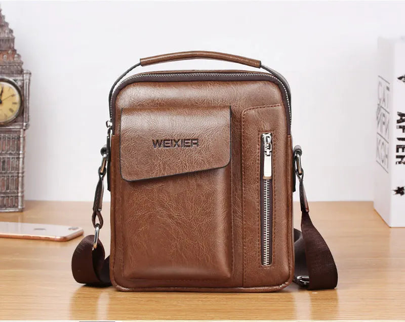 Casual Men Shoulder Bag Vintage Crossbody Bags Male Bag PU Leather Handbag Capacity Men Messenger Bags Tote Bag