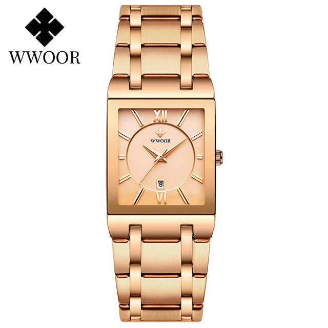 2022 WWOOR New Women Watches Top Brand Luxury Women's Bracelet Blue Square Watch Ladies Dress Quartz Wristwatch Relogio Feminino