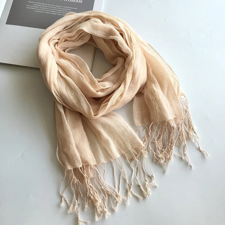 cotton linen light women Scarf Fashion Long Size  Lady Wraps Solid Color Muslim Head Scarf Shawls And Wraps - reetell