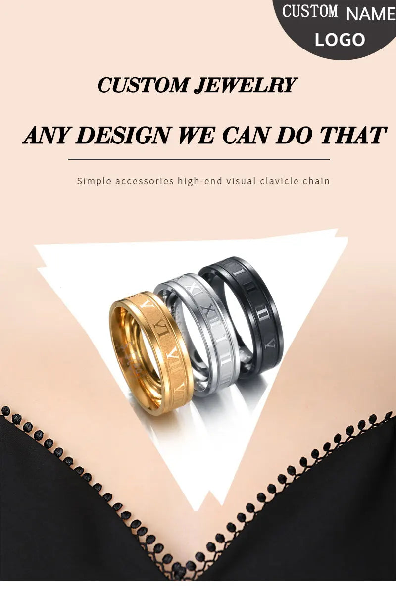 Vintage Roman Numberss Ring Temperament Fashion 6mm Width Stainless Steel Couple Ring For Men Woman Party Jewelry Birthday Gifts