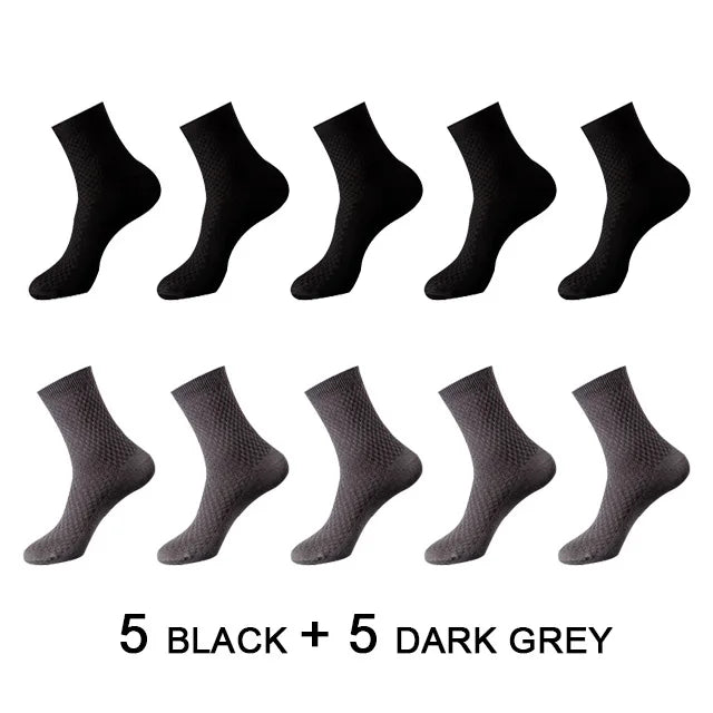 High Quality 10 Pairs/lot Men Bamboo Fiber Socks Men Breathable Compression Long Socks Business Casual Male Large size 38-45