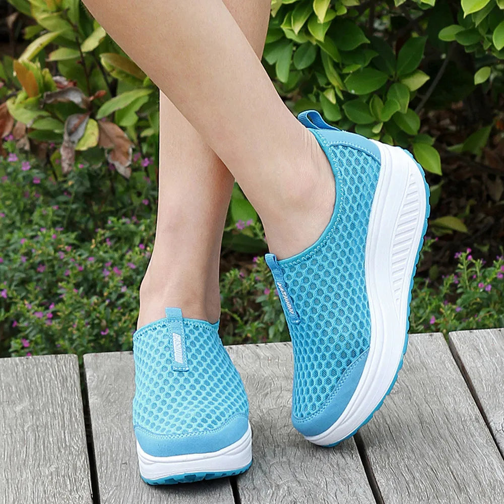 Shoes Women Mesh Flat Shoes Sneakers Platform Shoes Women Loafers Breathable Air Mesh Swing Wedges Shoe Breathable Flats