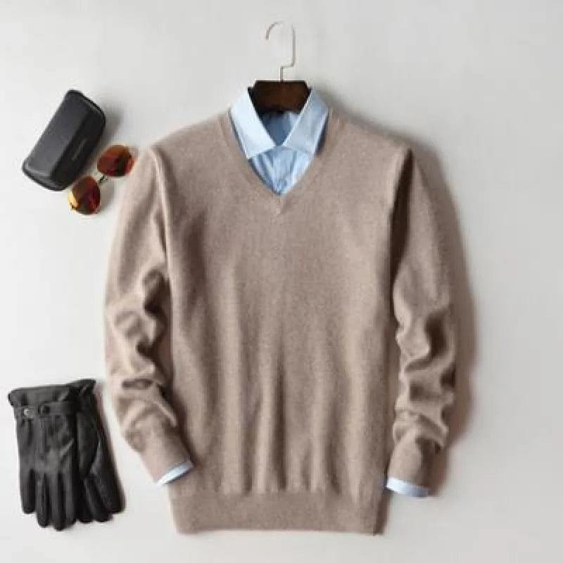 Men Cashmere Sweater Autumn Winter Soft Warm Jersey Jumper Robe Hombre Pull Homme Hiver Pullover V-Neck O-Neck Knitted Sweaters - reetell