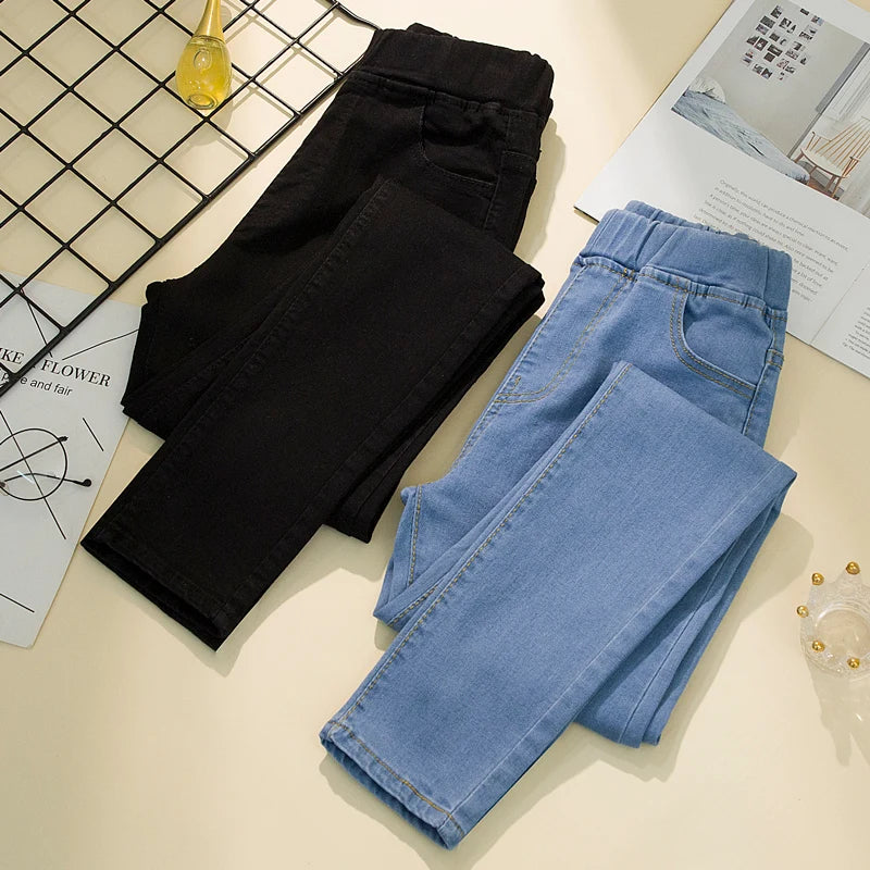 New Elastic waist Woman Vintage Boyfriend Jeans Slim Was Thin Clothes S-6XL Full Length Mom Denim Trousers Vaqueros Mujer - reetell