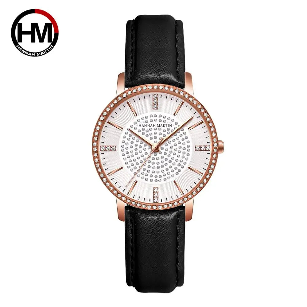 Hot Sale Full Solid Stainless Steel Strap Japan Movement Rose Gold Diamonds Women Rhinestones Wristwatches Female Quartz Watch