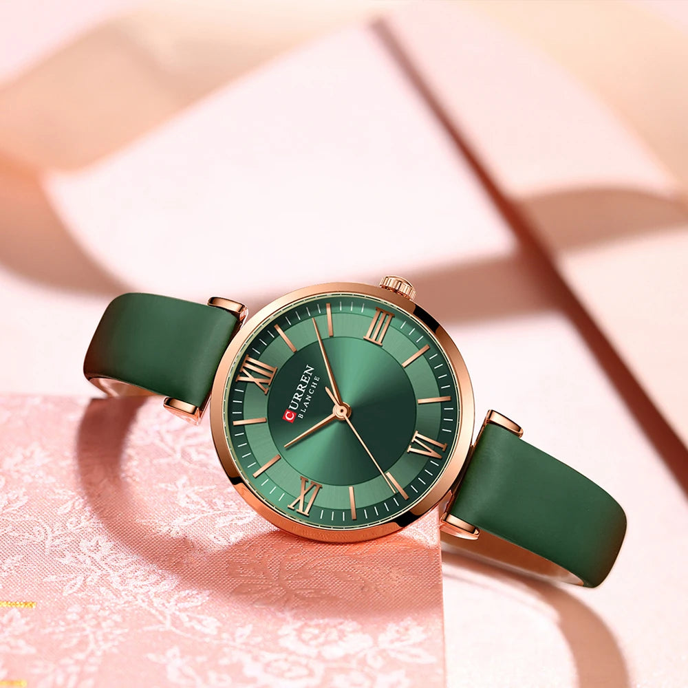 CURREN Luxury Brand New Watches for Women Simple Quartz Leather Clock Female Elegant Wristwatches