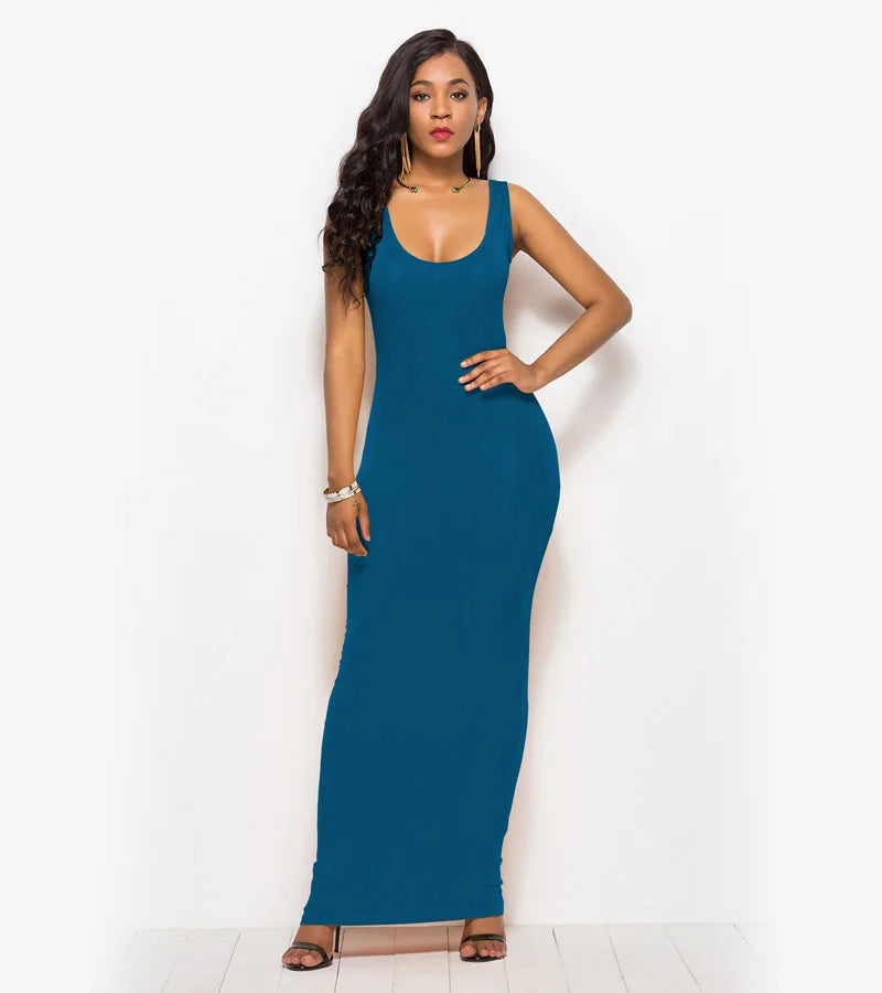 Sexy Summer Tank Women Dress 2023 Fashion Sleeveless Bodycon Evening Party Club Long Dresses Women Clothes Plus Size Femme Robe - reetell