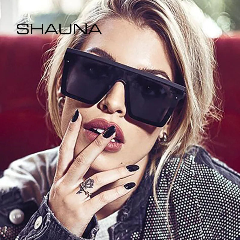 SHAUNA Flat Top Classic Square Sunglasses Woman Brand Designer Purple Mirror Coating Shades UV400 - reetell