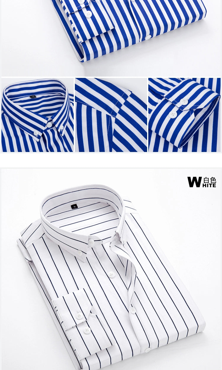 Men Striped Shirts Slim Fit Long Sleeves 2024 Spring summer thin Camisas De Hombre Korean Solid Casual Dress Shirts Men clothing - reetell