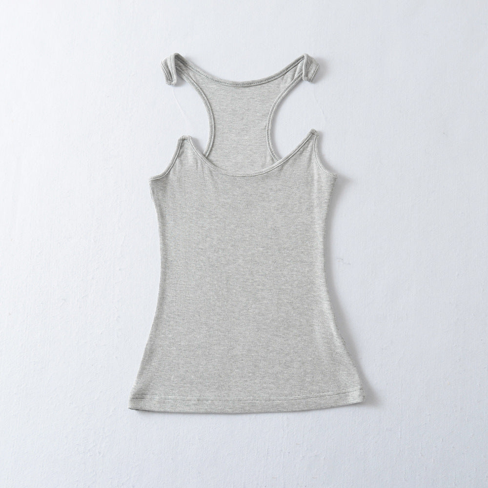 Women Ypro Ribbed Invisible Strap Tank Top Camis Tee - reetell