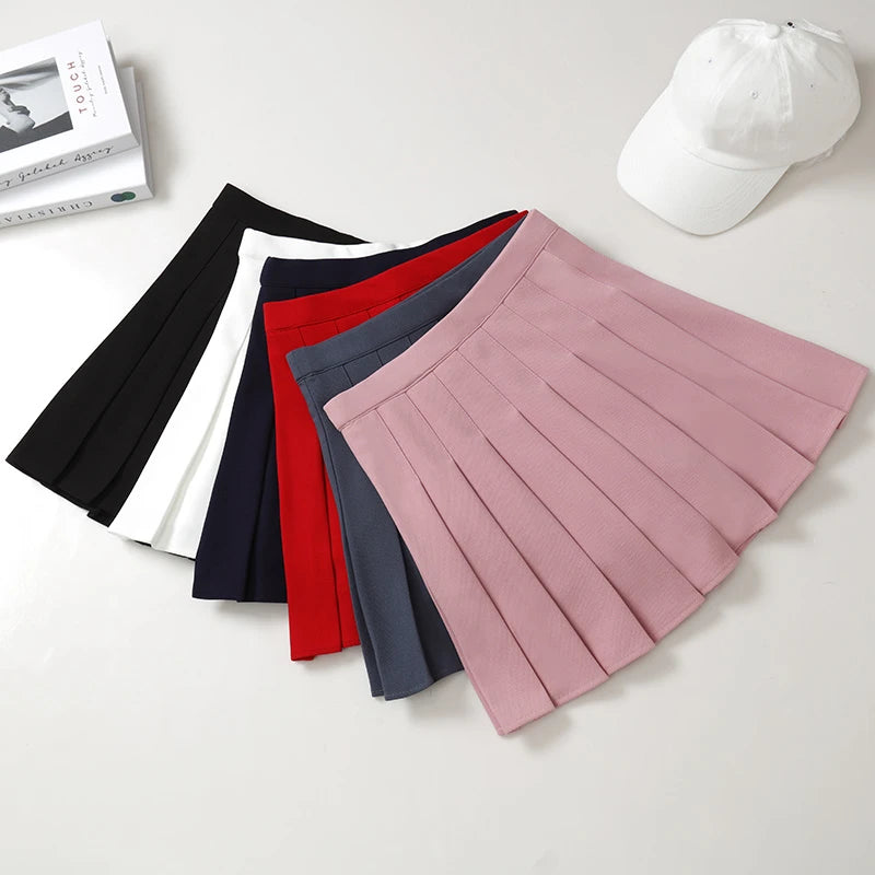 Women's Skirt Pleated Korean Style Summer Woman 2022 Fashion Clothing Pink Elastic High Waist Short White Mini Skirt For Girls - reetell