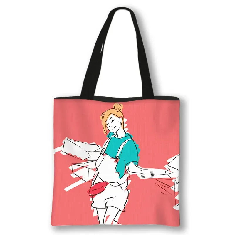 Japanese Anime Jujutsu Kaisen Tote Bags Gojo Satoru Tops Yuji Itadori Girls Shoulder Bag Women Handbag Beach Party Shopping Bag