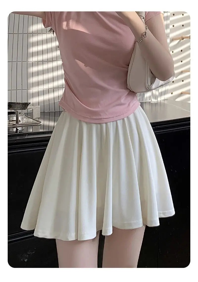 Yasuk Spring Summer Sporty Casual Slim Sport Shorts Pants Panty Dress Sweet Cool Girl Soft Ice Silk Pleated Skirt - reetell