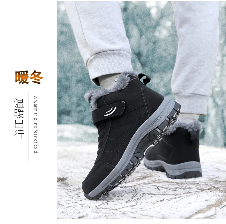 Winter Women Snow Boots Warm Plus Velvet Men Cotton Shoes Windproof Women's Boots Comfortable Casual Shoes Non-slip Hiking Boots - reetell