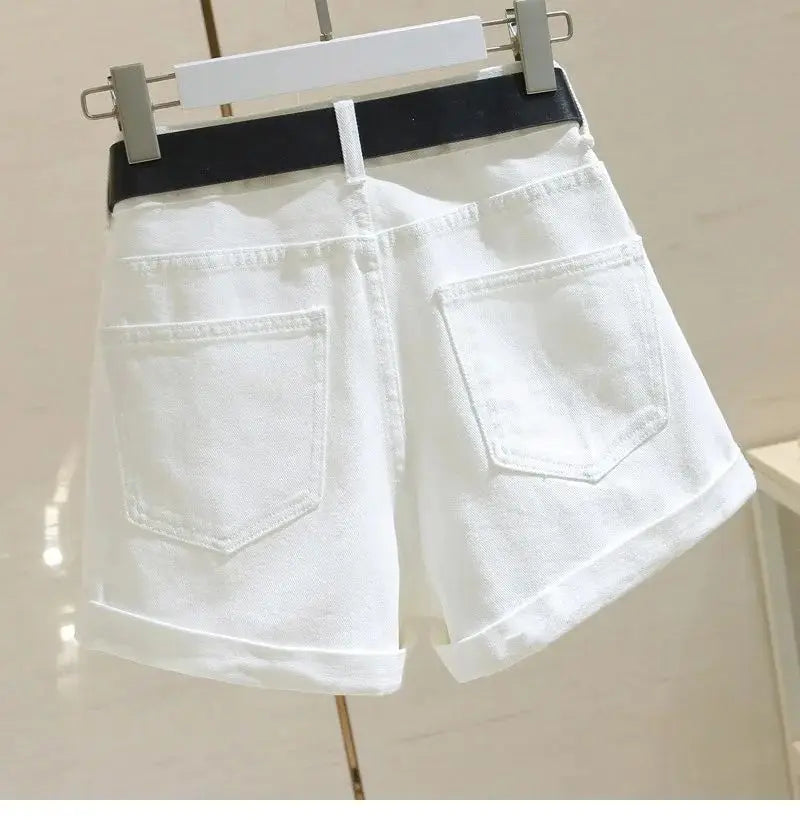 High Waisted Denim Shorts 2024 Summer New Style Women's Loose Fitting Hot Pants Versatile Slimming Wide Leg Pants Korean Version - reetell