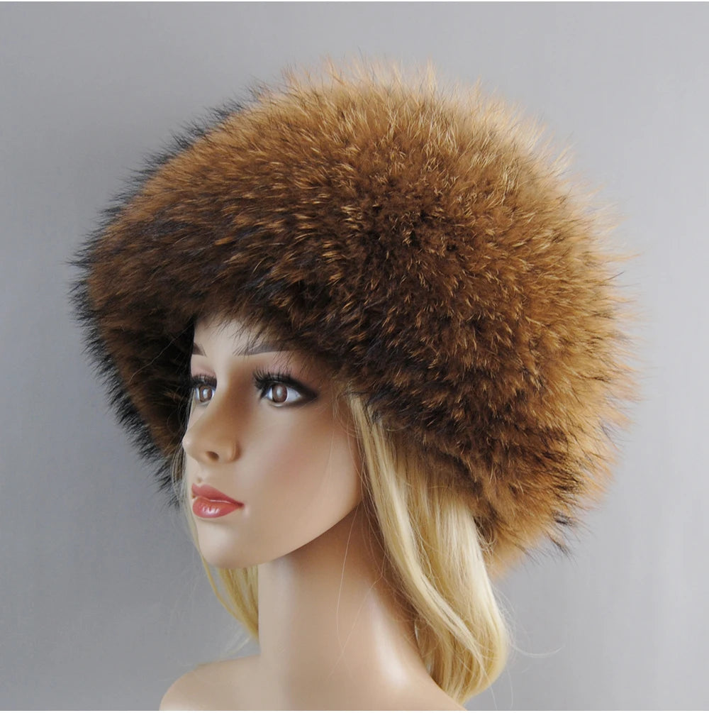 2024 Russian Style Female Round Cap Fashion Real Fur Hats Natural Fox Fur Women Winter Warm Bomber Hat Fluffy Popular Beanies - reetell