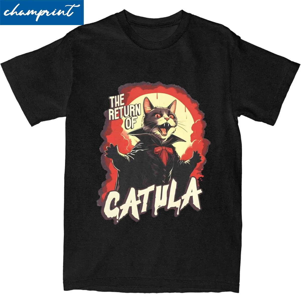 Men Women's The Return Of Vampurr Cat Dracula Halloween T Shirt Cotton Clothing Novelty Short Sleeve Crew Neck Tee Shirt Summer - reetell