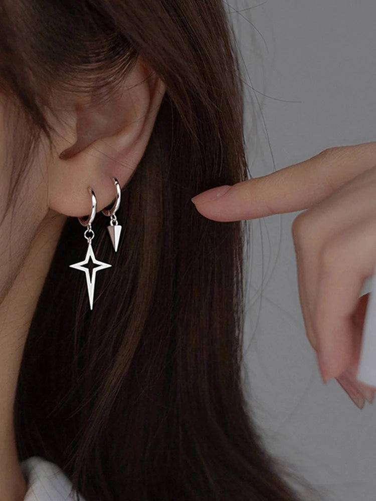 Fashion Men Women Metal Hoop Cross Drop Dangle Ear Studs Earrings Party Punk Earring Jewelry long earrings