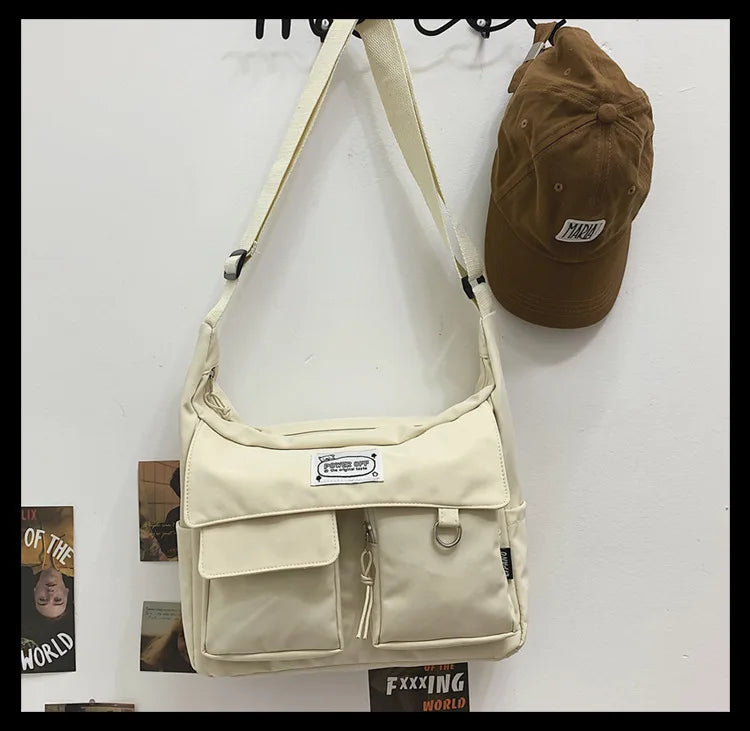 Korean Ulzzang Messenger Bag Women New 2023 Nylon Bags Multipockets Crossbody Bags For Women School Book Shoulder Bag Girls Sac - reetell