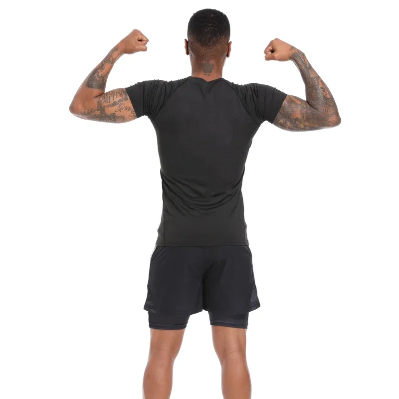 Men's Compression Shirts Summer Short Sleeves Tees T-shirt Gym Workout Fitness Running Tops Undershirts Baselayer Sportswear