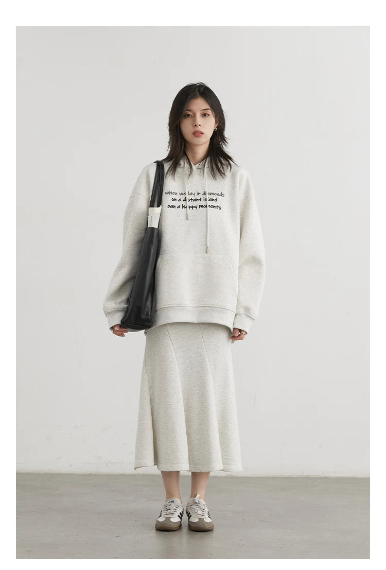 CHIC VEN Women's Sweatshirts Loose Casual New Korean Letter Embroidered Knitted Hoodies Coat Woman Skirt Autumn Winter 2024 - reetell