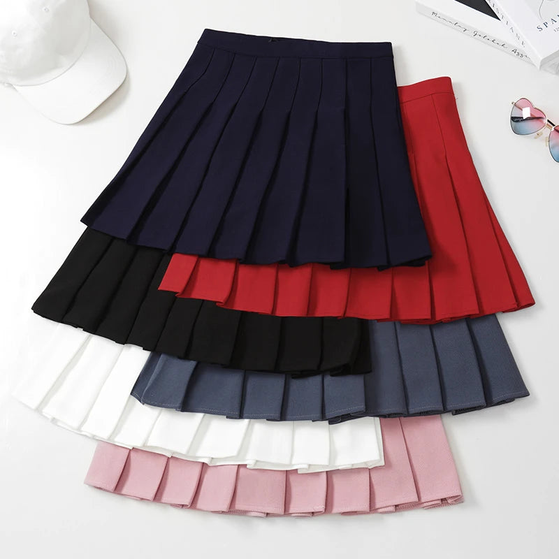 Women's Skirt Pleated Korean Style Summer Woman 2022 Fashion Clothing Pink Elastic High Waist Short White Mini Skirt For Girls - reetell