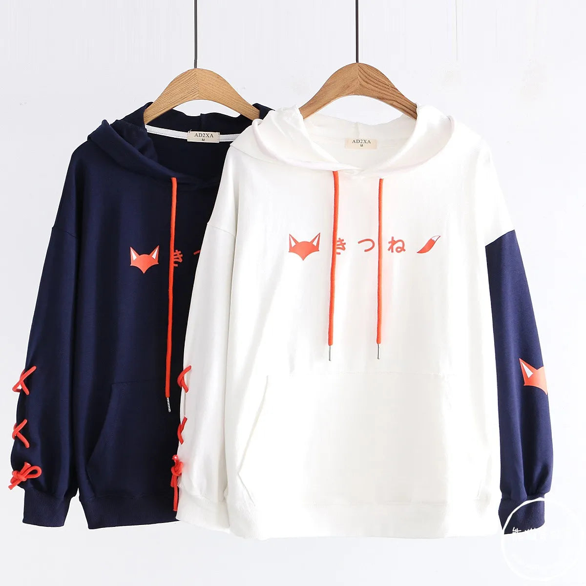 Hot Autumn Cute Fox Printing Hooded Sweatshirt Women Clothing Pullovers Plus Velvet Patchwork Female Sweet Thick Warm Hoodies - reetell